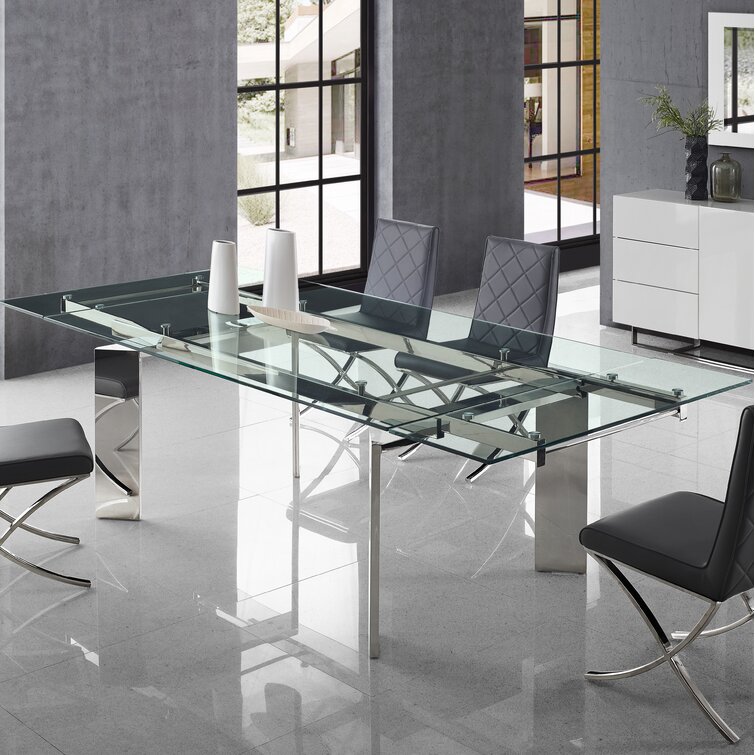 Stonge Extendable Glass Top Dining Table